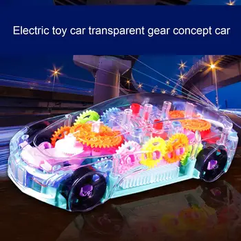 Elétrico Transparente Trem De Engrenagens De Carro De Brinquedo Com Luz De Piscamento Da Música Mecânicas Rotativas De Engrenagens Brinquedo De Educação Infantil Brinquedo Presente Para Crianças