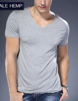 E1177-Verão dos homens novos T-shirts de cor sólida slim tendência casual manga curta moda
