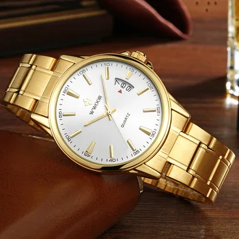 WWOOR 2022 Moda Relógios de homens de melhor Marca de Luxo de Ouro de Aço Inoxidável do Relógio de Quartzo Homens Impermeável Relógio de Pulso de Relogios Masculino
