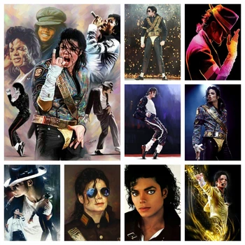 O Famoso Cantor Pop Arte De Parede De Diamante Esferas Imagem De Michael Jackson Diamante Mosaico Pintura Dançarina Hobby&Trabalhada Com Strass Decoração