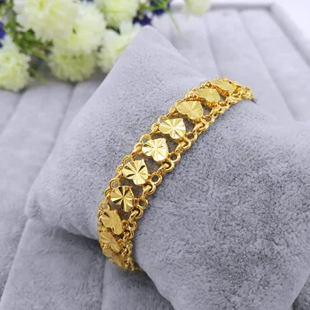 Hotsale Elegante 24k Gold Chapeamento de Coração Pulseira de Charme para as mulheres o Amor de Renda Bracelete Pulseira de Meninas Atacado, Moda Jóias Presentes