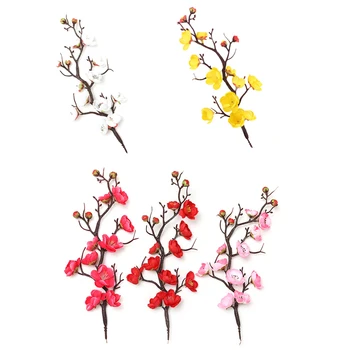 Flores Artificiais Flores De Ameixa Artificial, Falso Flores Flores De Sakura Ramos De Árvore Tabela De Decoração Sala De Decoração De Casamento