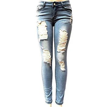 Buraco Ripped Jeans Para Mulheres Magras Mulher Moda Namorado Calças Jeans Mulher Lápis Calças Amaciante