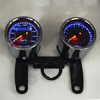 Café Racer da Motocicleta Odômetro Speedmeter Tacômetro LED Medidor de Velocidade de Moto Odômetro do Velocímetro, Tacômetro