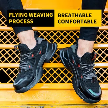 Homens Sapatos de Segurança Punção Prova de Botas de Trabalho Indestrutível de Aço do Dedo do pé Homens Trabalhando Tênis Anti-quebra Industrial Masculinos Sapatos de Trabalho
