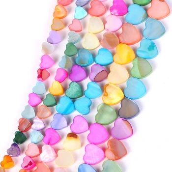Natural Colorida Coração de Amor Shell Mãe De Pérola Solta Esferas Espaçador Para Fazer Jóias DIY Pulseira Colar Artesanal 6/8mm