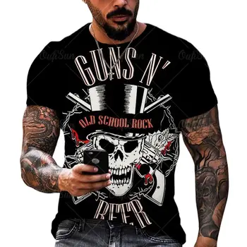 Crânio 3D impresso homens de T-shirt manga curta moda de rua roupas oversized verão hip-hop O-pescoço casual T-shirt 2021