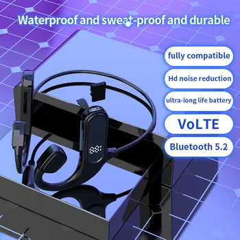 VG09 Osso Condução de Fones de ouvido sem Fio Digital Fones de ouvido Bluetooth 3D Graves ao ar Livre Impermeável Auscultadores Desportivos 2022 Novo