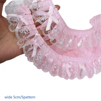 Moda Bordado 3D flor de tecido de renda guarnição da fita DIY de costura de apliques de colarinho guipure grande casamento as mulheres se vestem de pano de decoração