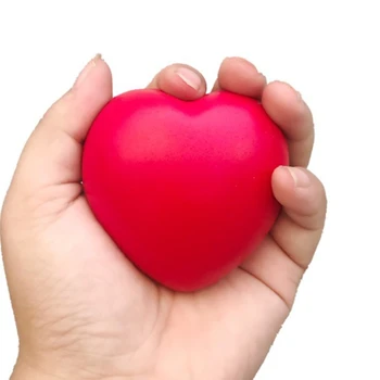 7cm Coração Vermelho Squeeze Bolas de Exercício de Aperto de Bola Macia de Espuma PU Mão Dedo de Treinamento Anti-Stress Jogos, Brinquedos para crianças, Crianças