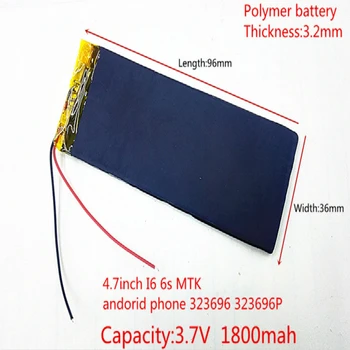 303696 3,7 V 1800mAh bateria Recarregável do li-Polímero da Bateria do Li-íon MP3MP4MP5 GPS Para a china clone de 4.7 polegadas I6 6s MTK andorid telefone 323896