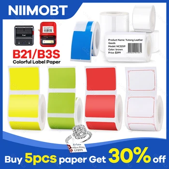Niimbot B21 B3S Térmica de etiquetas Etiqueta do Cabo de Papel Impermeável, Resistente ao Óleo, a Etiqueta de Preço Colorido Rótulo Transparente
