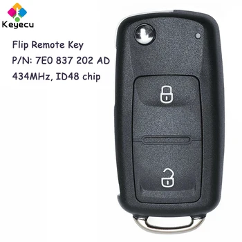 KEYECU Flip Remoto Chave do Carro Com 2 Botões de 434MHz ID48 Chip - FOB para a Volkswagen Amarok Transportador 2011 2012 2013 2014 2015 2016