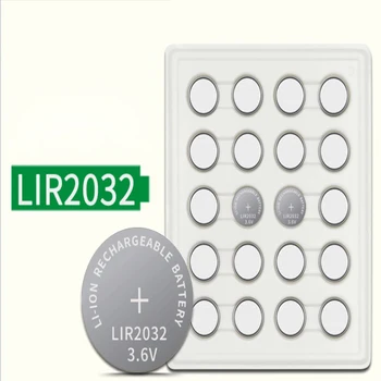 20PCS 3,6 V LIR2032 lir 2032 lithium ion bateria recarregável 40mah do Li-íon do botão de célula tipo moeda para substituir CR2032 CR 2032