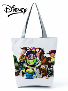 Disney Toy Story Impresso Bolsa Cartoon Mulheres Bolsa De Ombro De Alta Capacidade Reutilizáveis Shoppaing Saco De Viagem Praia Tote Dropshipping