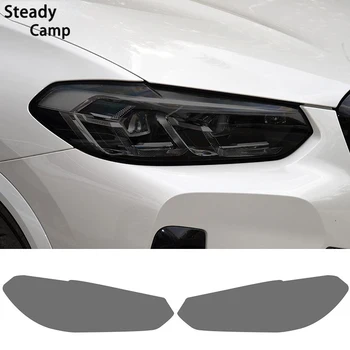 2 Pcs Farol do Carro Película Protetora Frontal Transparente Luz de Fumaça Preta TPU Adesivo Para BMW X3 G01 IX3 G08 Facelift 2022 2023