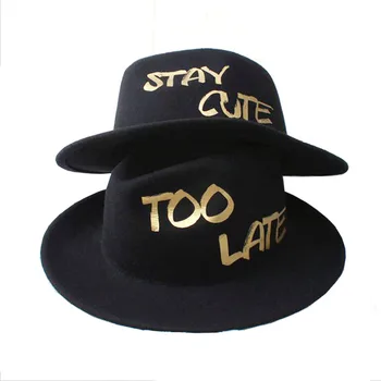 100% chapéu de Lã de Alta Qualidade Unisex Chapéu Fedora de Ouro de impressão chapéu homens Popular exclusivo chapéus para mulheres fresco agradável chapéus das mulheres do chapéu