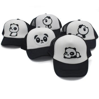 Verão cartoon padrão Panda net pac para crianças de Malha Bonés de Beisebol Casquette 5 Painel de Snapback Gorras chapéu Chapéu de Sol