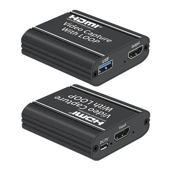 USB, Placa de Captura de Vídeo compatível com HDMI para USB2.0 HD 4K Gravação de Vídeo de 1080P Caixa para Xbox PS4 Jogo de Telefone Grabber de Transmissão de TV