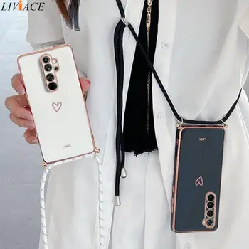 Correia Alça de Amor do Coração, Chapeamento Caso de Telefone Para Xiaomi Redmi Nota 8 Pro RedmiNote8 Nota 8T Note8 2021 Xiomi Crossbody Tampa