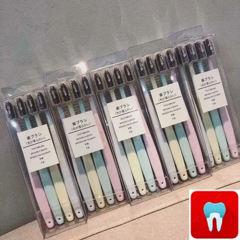 4pcs/caixa Ambientais Escova de dentes Para a Saúde Bucal Limpeza Profunda dos Dentes Médio de Cerdas Macias Antiderrapantes Lidar com Escovas de dentes