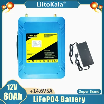 LiitoKala 12V/12.8 V 80Ah Lifepo4 Bateria LED USB 5v para Luz Solar RV Acampamento ao ar livre de Energia de Backup de Energia de Carrinho de Golfe +14.6 V 5A