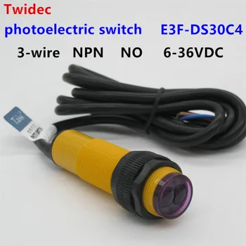 alta qualidade E3F-DS30C4 Difuso M18 interruptor fotoelétrico Sensor Óptico de três linhas NPN Normalmente aberto 30 cm ajustável 6-36VDC