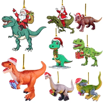 1 Peça 8 de Estilo de Natal Dinossauro Pingente de Acrílico Decoração Enfeites de Árvore de Natal, Enfeites para Casa Navidad Novo Ano De 2023 Presente