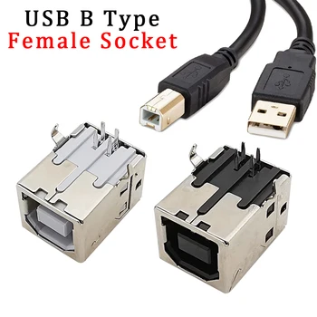 Reparação Substituição do conector USB Conector de Porta USB Tipo B 4Pin Ângulo Direito do PWB do sexo Feminino de Dados de Impressora Tomada de Interface Conector de Solda