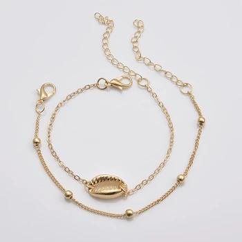 Boêmio Simples Multi-camada Shell Perla o Bracelete Encantadora das Mulheres de Ouro, Cor de Prata Jóias de Moda Praia Parte Pulseira de Presente