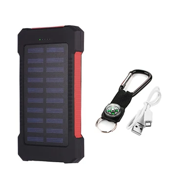 10000mAh Painéis Solares de Grande Capacidade de Alimentação de Banco Dual USB Carregador do Telefone Móvel LED Lanterna do curso ao ar livre Impermeável PowerBank