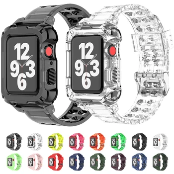 Pulseira de Silicone para Apple Faixa de Relógio de Série 6 SE 5 4 3 Transparente para o Iwatch pulseira de 38mm de 40mm 42mm Pulseira de 44mm acessórios