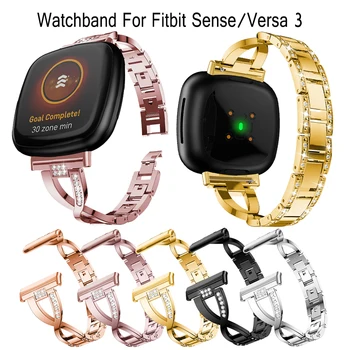 Aço inoxidável, pulseira de Substituição de Correias Para o Fitbit Sentido Smart Faixa de Relógio Para o Fitbit Versa 3 bracelete pulseira de Acessórios