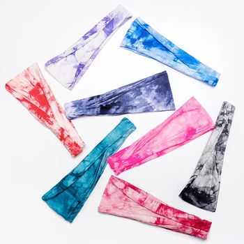 Geebro Padrão de Tie Dye Cabeça de Impressão para as Mulheres Flanging Design Faixa de Cabelo de Salão de Fazer Backup de Envoltório do Cabelo Headwear Turbante Senhoras Yoga