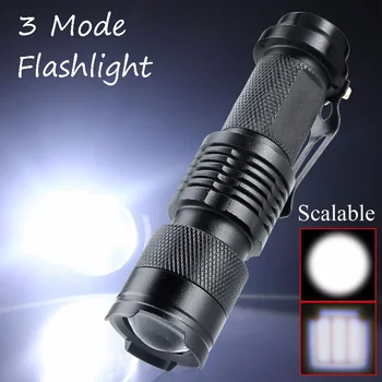 Mini Lanterna LED Torch 3 Modo de Iluminação Portátil Q5 Lanterna Led Torch Foco Ajustável Zoom Luz Lâmpada de Acampamento para o Exterior