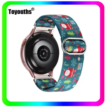 Toyouths 20mm de Natal Elastic Nylon Correia de Relógio para Samsung Galaxy Watch 4 Banda Ajustável Elástico Banda para Samsung Active 2