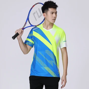 Homens de Badminton T-shirt Seca Rápido Ping-Pong Camisas de Estampas de Camisas de Treino de Fitness V - Colar de Novo Esportes de Camisas de Tênis M-4XL