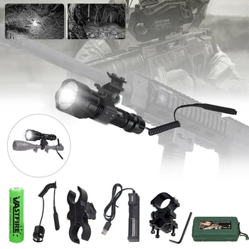 5000LMs C8 Led Caça Lanterna XML Q5/T6 Branco/Verde/Vermelho Tático Rifle Arma Lanterna Âmbito de Airsoft de Montagem de Interruptor 18650 Caixa