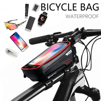 Nova Moda Moto Bag duplo Frontal Moldura Superior do Tubo de Ciclismo Saco Impermeável Caso de Telefone Touchscreen Saco de MTB Pacote de Acessórios da Bicicleta Saco