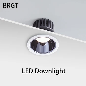 BRGT Diodo emissor de luz Downlight Recessed Rodada Holofotes de Teto Dimmable Luzes do Ponto de 75mm 110V 220V Foco Para Loja de Cozinha Interior Ligthing
