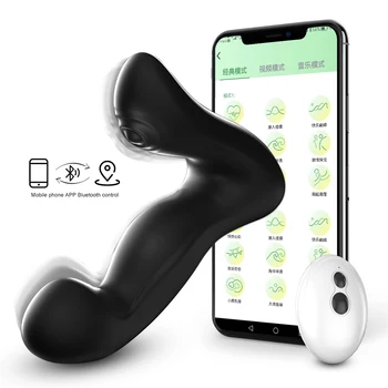 Bluetooth APP Anal com Vibrador Massageador de Próstata Dedo Rebolando Controle Remoto sem Fio plug anal Vibrador de Brinquedos Sexuais Para Homens Adultos Gay