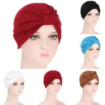 As Mulheres Muçulmanas Turbante Chapéu De Cabelo Bonnet Lenço De Cabeça, Enrole Tampa Simples Curativo Cor Sólida À Prova De Poeira Do Chapéu