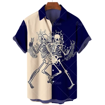 2022 Novo Crânio de Impressão 3D de Manga Curta de grandes dimensões Harajuku Quente do Estilo Quente da Venda dos Homens Soltos 3D Digital de Impressão de T-Shirt