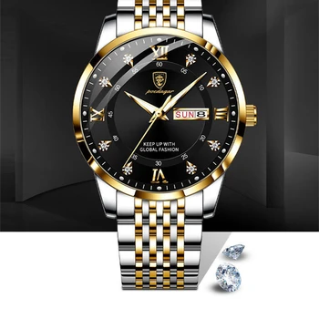 Homens Nobres Semana de Calendário de Exibição de Luxo Famour Relógios de Homem Impermeável do Esporte Relógio de Quartzo Para Homens relógio de Pulso relógio masculino