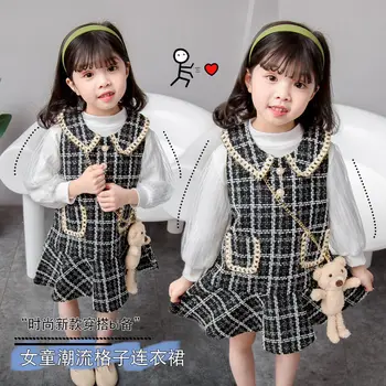 Meninas Terno' 2022 Novo Outono Estilo Coreano Vestido De Colete De Bebê Saia De Moda De Manga Longa, De Duas Peças