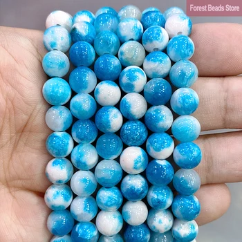 Natural de Pedra Lisa do Lago Azul persa Jades bolinhas para Fazer Jóias DIY Colar Braceletes Brincos de 15