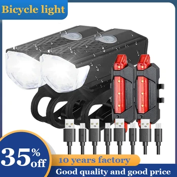 2pcs Luzes da bicicleta frontal USB Recarregável Farol MTB Bicicleta de Estrada de Ciclismo Lanterna Moto Lanterna Lâmpada Acessórios da Bicicleta