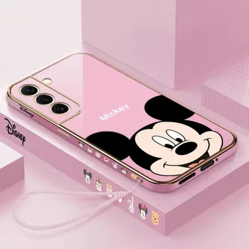 Disney Mickey Mouse Bonito Macia capa de Silicone Para Samsung Galaxy S22 Ultra S22 Além de Moda de Luxo Cartoon Anti-queda Casal Tampa