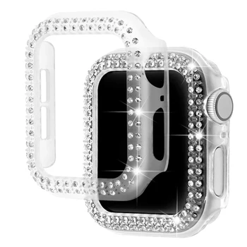 Diamante pára-choques Protetora Para Apple Assistir a Tampa da Série 8 7 6 SE 5 4 3 38 42MM Para iWatch 6 5 4 40MM 44MM Faixa de Relógio de Pulseira
