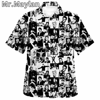 O Rei Elvis Presley 3D Camisa Havaí Camisa de Homens de Verão, Camisa de Manga Curta camisa de homem, 2022 Oversized 5XL camisa Camisa Homme-129